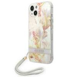 Husa Apple iPhone GUESS 14 Plus Flower Strap Violet Hardcase
