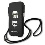 KARL LAGERFELD Geantă de mână Telefon 6.1 Saffiano Ikonik Karl&amp;Choupette Head Black Hardcase
