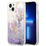 Husa Apple iPhone Liquid Glitter GUESS 14 Plus Flower Purple Hardcase