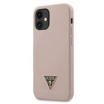 GUESS Case Apple iPhone 5.4 12 Mini Silicone GUHCP12SLSTMLP Pink Triangle Logo Hardcase