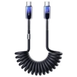 Joyroom S-A43 Crystal-Clear Series 60W USB-C - cablu spiral USB-C 1,5 m - negru