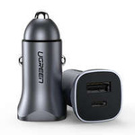 incarcator Ugreen de mare viteză pentru mașină USB-A / USB-C 18W gri (CD130)