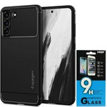 Spigen Galaxy S21 Fe Rugged Armor MATTE Negru + Szkło