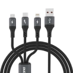 Cablu Lightning Dudao L3E 3 în 1 60W MicroUSB USB-C 1,2 m - negru