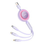 Baseus Bright Mirror 2 retractabil cablu Cablu 3in1 USB tip A - micro USB + Lightning + USB tip C 66W 1,1m violet (CAMJ010105)