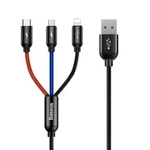 Cablu USB BASEUS 3in1 USB-C Lightning Micro 3.5A 0.3m negru