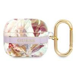 Husa GUESS Apple AirPods 3 Cover Flower Strap Collection Purple Case