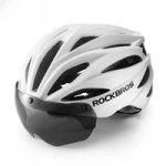 Cască de bicicletă Rockbros cu vizor, ochelari de protecție UV detașați, unisex, mat - alb