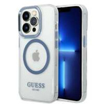 iPhone case Guess GUHMP14XHTRMB 14 Pro Max 6.7" albastru/albastru dur contur metalic MagSafe