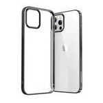 Joyroom New Beautiful Series ultra-subțire și transparentă husa cu ramă metalică pentru iPhone Pro Max 12 negru (JR-BP796)