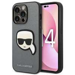 Husa Apple iPhone KARL LAGERFELD 14 Pro Max Max Saffiano Karl`s Head Patch Silver Hardcase