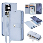 Husa din piele Dux Ducis Lawa pentru Samsung Galaxy S25 Ultra cu portofel magnetic detasabil - albastru