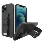 Frânghie case gel husa cu șnur lanț lanyard lanyard sac Xiaomi Redmi 9 negru