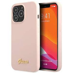Husa Guess Guhcp13xlslmglp iPhone 13 Pro Max 6.7" Light Pink/light Pink Hardcase Silicone Script Gold Logo Case