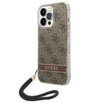 Husa Apple iPhone GUESS 14 Pro Max Max 4G Print Strap Brown Hardcase