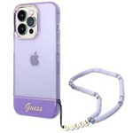 Husa Apple iPhone GUESS 14 Pro Max Translucid Pearl Translucent curea Violet Hardcase