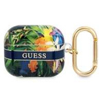 Husa GUESS Apple AirPods 3 Cover Flower Strap Collection Albastru Case