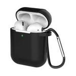 Husa pentru AirPods 2 / AirPods 1 silikonou husă moale casti + breloc pandantiv negru (case D)