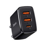 Baseus incarcator [DUPĂ RETUR] Compact fast 2x USB / USB tip C 30W 3A Power Delivery Quick Charge negru (CCXJ-E01)
