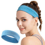 Bandă de cap din țesătură elastică pentru alergare fitness albastru