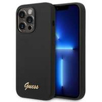 Husa Apple iPhone GUESS 14 Pro Max Vintage aur logo-ul aurit silicon negru Hardcase