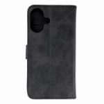 Leather Book Case pentru iPhone 16 - neagră