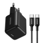 Încărcător de perete Ugreen X513 30W GaN 1x USB-C + cablu USB-C de 1m - Negru