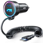 Joyroom de mare viteză incarcator 3 în 1 pentru mașină USB tip C 1.5m 55W negru (JR-CL07) cu cablurim