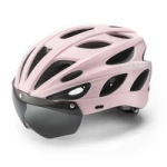 Casca de bicicleta Rockbros cu vizor, ochelari UV detasabili, vizor detasabil, unisex - roz