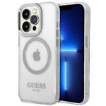 Husa Apple iPhone MagSafe GUESS 14 Pro Metal Outline Silver Hardcase