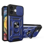 Husă blindată Hybrid Armor Camshield pentru iPhone 16 cu husă și suport pentru cameră - albastră