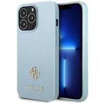 Husa Apple iPhone GUESS 13 Pro Max Max Saffiano 4G Small Metal Logo Blue Hardcase