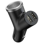 Baseus Y Type Car Charger 2x USB + priză brichetă 3.4A negru (CCALL-YX01)