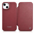 Case husa iPhone mag MagSafe iCarer CE CE Premium Leather Folio din piele 14 Plus cu clapetă netic roșu (WMI14220715-RD)