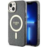 Husa iPhonecase Glitter MagSafe Guess GUHMP14MHCMCGK 14 Plus 6.7" negru/negru dur Gold Case