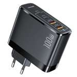 Taxa USAMS. 2xUSB-C+2xUSB T44 100W (numai capul) PD3.0 +QC3.0 Încărcare rapidă negru/negru CC145TC01 (US-CC145)