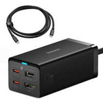 Baseus incarcator cablu de mare viteză GaN5 Pro HUB HDMI 2 x USB-C / USB-A / HDMI 4K 30Hz 1.5m negru + USB-C - USB-C 100W 40Gbps (USB4) 1m (CCGP110201)