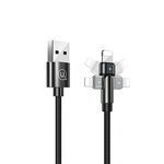 Cablu împletitură USAMS USB Apple Lightning U60 Rotary 2A 1m negru