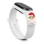 Curea Xmas band pentru Xiaomi Mi Band 4 / Mi Band 3 Crăciun silikonou strap brățară albă (Santa)