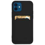 Card Case silikonou husa portofel cu slot pentru carduri documente pentru Samsung Galaxy S21+ 5G (S21 Plus 5G) negru
