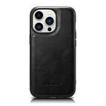 husa iPhone MagSafeiCarer Leather Oil Wax acoperit cu piele naturală pentru 14 Pro Max (compatibil cu ) negru (WMI14220720-BK)