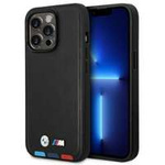 Husa iPhone BMW BMHMP14L22PTDK 14 Pro 6.1" negru/negru Ștampilă din piele Tricolor MagSafe