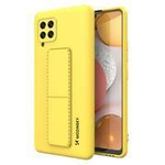 Wozinsky Kickstand Case flexible silicone cover with a stand Samsung Galaxy A42 5G yellow