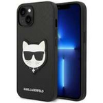 Husa Apple iPhone KARL LAGERFELD 14 Saffiano Choupette Choupette Head Patch negru tarecase