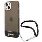 Husa Apple iPhone GUESS 14 Plus Translucid Pearl Strap negru Hard negrucase