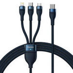 Baseus Flash Series II cablu USB tip C / USB tip A - USB tip C / Lightning / micro USB 100 W 1,5 m albastru (CASS030203)