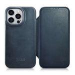 Case husa iPhone mag MagSafe iCarer CE CE Oil Wax Premium Leather Folio din piele 14 Pro cu clapetă netic albastru (AKI14220706-BU)