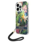 Husa Apple iPhone GUESS 14 Pro Flower Strap Albastru Hardcase