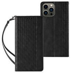 Magnet Strap Case husa  pentru iPhone 13 Pro portofel de acoperire portofel + mini lanyard pandantiv negru