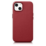 Case husa iPhone MagSafeiCarer Husă din piele naturală pentru 14 Plus roșu (compatibil cu )